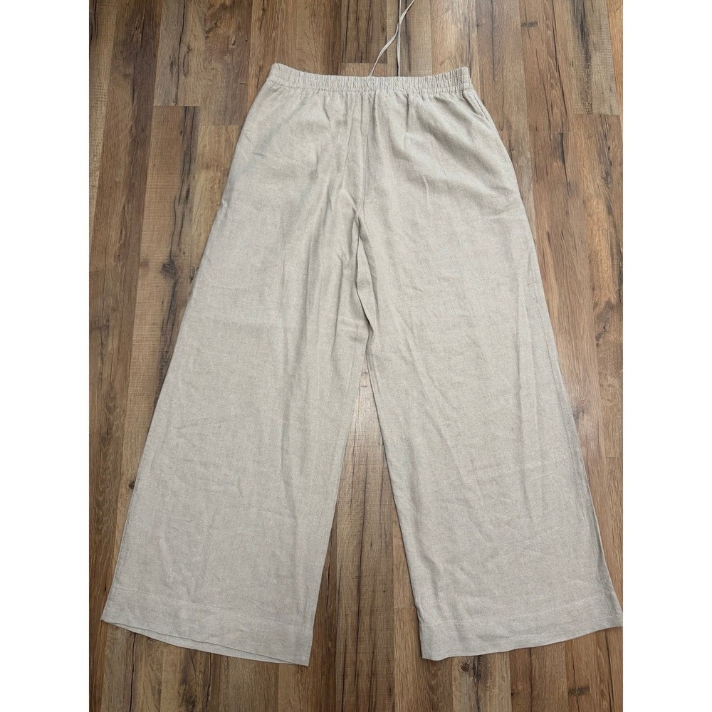 A New Day Linen Blend Wide Leg Pull On Pants Women's Large Beige - Picture 4 of 10